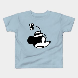 Portrait Running Cartoon Girl Mouse in Steamboat Willie Kids T-Shirt